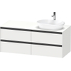 Duravit Ketho.2 Wastafelonderbouwkast - inclusief consoleplaat - met 4 laden - voor waskom rechts - 140x55x56.8cm - met handgrepen antraciet - wit mat SW773016