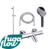 FugaFlow Eccelente Sobrado Badkamer badkraan met glijstangset met ronde handdouche, metalen doucheslang chroom - Black Friday - SW1123973