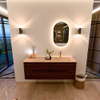 Mondiaz CIRO-DLUX Meuble de salle de bains - 140x45x50cm - Plan vasque solid surface Arena - 1 lavabo à droite - 1 trou de robinetterie - 4 tiroirs - Ruby SW1531711