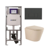 QeramiQ Dely Swirl Toiletset - 36.3x51.7cm - Geberit UP320 inbouwreservoir - met Burda frame - 35 mm zitting - bedieningsplaat antraciet mat - rechthoekige knoppen - beige SW1164264