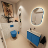 MONDIAZ TURE-DLUX Meuble toilette - 60cm - Jeans - EDEN - vasque Ostra - position centrale - sans trou de robinet SW1104860