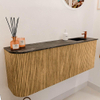 Mondiaz JOYA-DLUX 111.6cm toiletmeubel - ronding links kleur Oak - Wastafel FAYE positie Rechts 1 kraangat kleur Lava. SW1422122