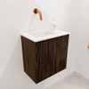 Mondiaz JOYA 40cm toiletmeubel - kleur Walnut - Wastafel FAYE positie Links Zonder kraangat kleur Talc. SW1421229