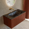 Mondiaz KURVE-DLUX Ensemble de meuble de salle de bains - 90x46x40cm - 1 tiroir - lavabo solid surface - central - sans trou de robinet - Ruby SW1416032