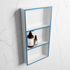 Mondiaz Easy nis 29.5x59.5x8cm voor Inbouw/opbouw 3 open vakken Solid surface Talc/Jeans SW643783