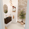 Mondiaz JOYA 70cm toiletmeubel - kleur Walnut - Wastafel FAYE positie Links Zonder kraangat kleur Urban. SW1426192