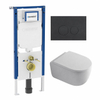 QeramiQ Dely Swirl Toiletset - 36.3x51.7cm - Geberit UP720 Duofix Sigma inbouwreservoir - 35mm zitting - bedieningsplaat mat antraciet - ronde knoppen - mat wit SW1413160