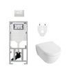 Villeroy & Boch Subway 2.0 DirectFlush Pack WC avec abattant de luxe softclose Saniclass, bâti-support Geberit et plaque de commande blanc SW791669