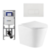QeramiQ Dely Toiletset - 36.3x51.7cm - diepspoel - rimless - Geberit UP320 inbouwreservoir - softclose toiletzitting - glans witte bedieningsplaat - rechtehoekige knoppen - wit glans SW804632
