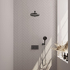 BRAUER Stripe Douche de tête thermostatique encastrée - boutons-poussoirs - pomme de douche 25 cm - bras mural droit - douchette 3 positions - flexible de douche - coude mural - PVD brossé gunmetal SW1435223