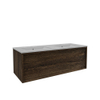 Saniclass Holz Frame Meuble de salle de bain - 120x45x40cm - lavabo en céramique blanc - 2 vasques - 2 trous de robinet - 1 tiroirs - Charcoal SW1441846