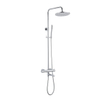 Fortifura Calvi Regendoucheset - thermostatisch - 25cm hoofddouche - metalen slang - staaf handdouche - draaibare baduitloop - chroom SW1592524