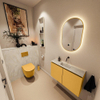 MONDIAZ TURE-DLUX Meuble toilette - 80cm - Ocher - EDEN - vasque Ostra - position centrale - sans trou de robinet SW1104929