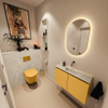 MONDIAZ TURE-DLUX meuble WC 80 cm Ocher. EDEN vasque Ostra position milieu. Sans trou de robinet. SW1104929