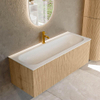 MONDIAZ KURVE 120cm Meuble salle de bain - couleur Oak - 1 tiroir - vasque BIG LARGE centre - 1 trou de robinet - Talc SW1138236