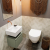 MONDIAZ ANDOR Toiletmeubel 40x30x30cm met 0 kraangaten 1 lades army mat Wastafel Lex links Solid Surface Wit SW474059