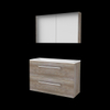 Basic-Line Comfort 39 ensemble de meubles de salle de bain 100x39cm avec poignées 2 tiroirs lavabo acrylique 1 trou de robinetterie armoire de toilette mfc scotch oak SW350945