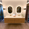 Mondiaz CIRO-DLUX Ensemble de meubles de salle de bains - 190x45x50cm - Plan vasque en solid surface Opalo - 2 cuves Double - sans trous de robinet - 4 tiroirs - Chêne SW1530943