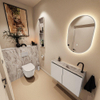 MONDIAZ TURE-DLUX Meuble toilette - 80cm - Linen - EDEN - vasque Glace - position droite - 1 trou de robinet SW1103369