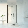 FugaFlow Eccelente Porte de douche en verre - 80x200 - Profil en verre de sécurité - anti-calcaire - noir mat SW1469451