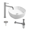 Adema Kit vasque à poser avec robinet et vidange Carré porcelaine Chrome SW656693