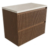 Saniclass Holz Atelier Badkamermeubelset - 80x45x63cm - Travertine natuurstenen topblad - zonder kraangat - 2 lades - mat walnut pure (hout) SW1478835