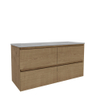 Saniclass Holz Atelier Meuble de salle de bain - 120x45x60cm - lavabo en céramique blanc - 2 vasques - sans trous de robinet - 2 tiroirs - Chêne Natural SW1437732