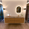 Mondiaz CIRO-DLUX Badkamermeubelset - 180x45x50cm - Solid surface wastafel Sombra - 1 wasbak Rechts - 1 kraangat - 4 lades - Oak SW1531320
