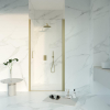 FugaFlow Eccelente Vetro Porte de douche - 90x200 - Profil en verre de sécurité - anti-calcaire - Laiton brossé PVD (Or) SW1469465