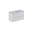 Thebalux Sunny Ensemble meuble de salle de bains - 102x46x57cm - lavabo - céramique - 1 trou de robinet - blanc brillant - meuble bas - 2 tiroirs - sans poignées - placage bois - Ibiza White (blanc) SW1462522