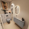 MONDIAZ TURE-DLUX Meuble de toilettes 100 cm Smoke. Lavabo EDEN Glace position gauche. Sans trou de robinet. SW1103548