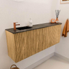 Mondiaz JOYA-DLUX 111.6cm toiletmeubel - ronding rechts kleur Oak - Wastafel FAYE positie Links 1 kraangat kleur Lava. SW1422103