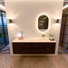 Mondiaz CIRO-DLUX Meuble de salle de bains - 170x45x50cm - vasque solid surface Nata - 1 lavabo à droite - sans trous de robinet - 4 tiroirs - Noyer SW1530619