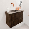 Mondiaz JOYA-DLUX 50cm toiletmeubel - kleur Walnut - Wastafel FAYE positie Links Zonder kraangat kleur Oza. SW1424553