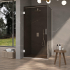 FugaFlow Eccelente Vetro Cabine de Douche - 100x100x200cm - charnières - poignée de porte - plat - verre fumé - Mat blanc SW1222720
