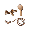 FugaFlow Eccelente Mitigeur thermostatique de baignoire avec douchette ronde, support de douchette et flexible de douche métallique Cuivre brossé PVD (Cuivre) SW1469100