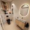 MONDIAZ TURE-DLUX Meuble toilette - 80cm - Washed Oak - EDEN - vasque Glace - position droite - sans trou de robinet SW1103579