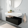 MONDIAZ ALAN 100cm - meuble bas - urban - 1 tiroir - lavabo suspendu - cuve à droite - 0 trous de robinet - talc SW408594