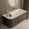 Mondiaz KURVE-DLUX Ensemble de meuble salle de bain - 105x46x40cm - 1 tiroir - 1 porte - lavabo en solid surface - droite - sans trou de robinet - Shadow SW1414531