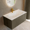 Mondiaz KURVE-DLUX Ensemble meuble de salle de bains - 90x46x40cm - 1 tiroir - lavabo solid surface - central - 1 trou de robinet - Shadow SW1414461