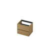 INK Wastafelonderkast - 60x45x52cm - 2 lades - greeploos - met houten keerlijst - MDF - Natur SW486858