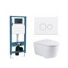 QeramiQ Dely Swirl Toiletset - inbouwreservoir Qeramiq Flush - 35mm zitting - metaal mat witte bedieningsplaat - ronde knoppen - glans wit SW1578441