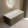 Mondiaz KURVE-DLUX Ensemble de meuble de salle de bains - 100x46x40cm - 1 tiroir - vasque solid surface - centrale - sans trou de robinet - Shadow SW1414055
