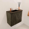 Mondiaz JOYA Meuble de toilette 51,6cm - arrondi droit couleur Shadow - Lavabo FAYE position Gauche 1 trou de robinet couleur Urban SW1421499