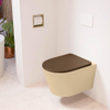 Mondiaz LAVIE hangtoilet – spoelrandloos – 36 x 53 cm – met softclose zitting – Sand (beige), zitting Rust (bruin) SW1208790
