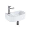 QeramiQ Fuente fonteinset – halfrond – 40x21.5x12 cm – keramiek wit glans – kraangat links – kraan gunmetal SW1232825