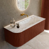 Mondiaz KURVE-DLUX Ensemble de meuble de salle de bains - 115x46x40cm - 1 tiroir - 1 porte - lavabo solid surface - droit - sans trou de robinet - Ruby SW1415809