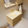 Mondiaz VICA-DLUX Ensemble de meuble de salle de bain - 70cm - meuble sous-vasque oro - 2 tiroirs - lavabo encastré cloud milieu - 1 trou de robinet - version haute de 60cm - ostra SW1085617