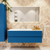 Mondiaz VICA ensemble de meuble de salle de bain - 140cm - meuble sous-vasque jeans - 2 tiroirs - lavabo moon milieu - 1 trou de robinet - couleur talc - miroir LED - version XL 60cm haut SW1092143