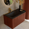 Mondiaz KURVE Ensemble de meuble de salle de bains - 85x46x40cm - 1 tiroir - 1 porte - lavabo solid surface - gauche - 1 trou de robinet - Ruby SW1415530
